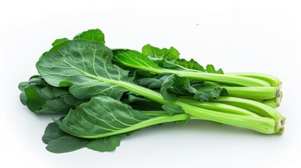 Gai Lan (Chinese Broccoli) on white background , 