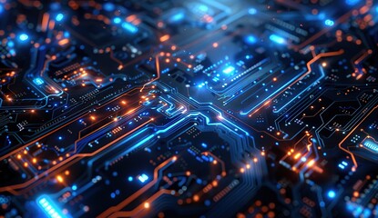 Obraz premium Abstract Circuit Board with Glowing Lines