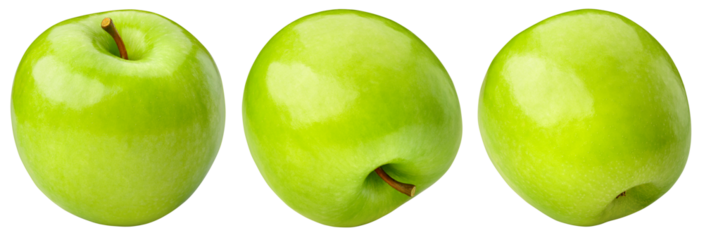 Apple isolated png. Green apple set on transparent background. PNG format. Green apple collection with no background. Full depth of field.