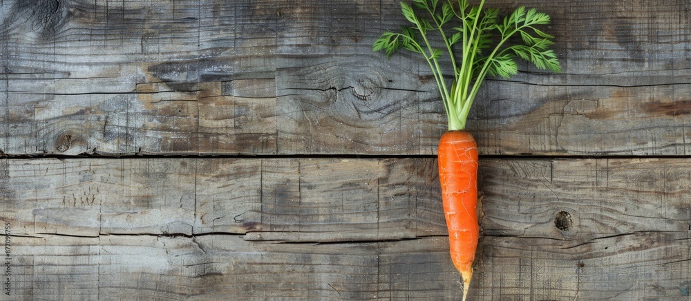Poster Cookbook with a carrot displayed on a rustic wooden surface, creating an appealing copy space image.