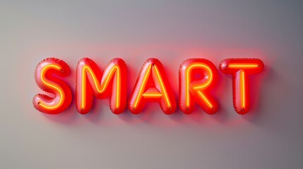 Neon Balloon Letters Spelling "Smart". Neon balloon letters spelling "Smart" on a gray background, ideal for educational and innovative themes.