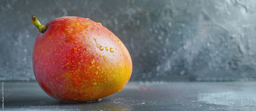Aufkleber close-up shot of a honey mango with gray background and copy space image, highlighting the tropical 