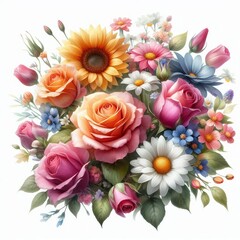 watercolor flowers with transparent background