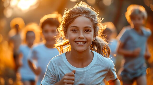 Family participating in a charity run Running together for a good cause