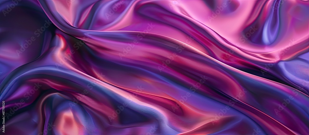 Aufkleber Luxurious fuchsia and purple silk satin backdrop featuring soft folds on shiny fabric, offering a wide banner with space for text or design in the image.