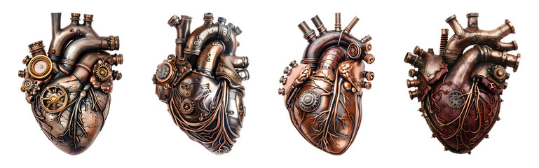 A human heart with a steampunk design, isolated 
