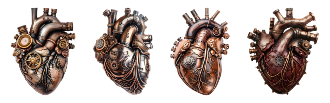 A human heart with a steampunk design, isolated  - Powered by Adobe