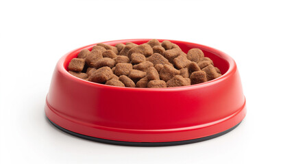 Close-up red bowl dog food