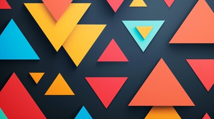 Bright, geometric triangles arranged in a minimalist pattern on a clean background
