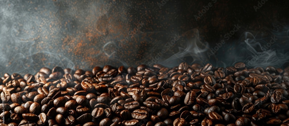 Aufkleber Coffee beans roasted to perfection can be utilized as a backdrop for a copy space image.