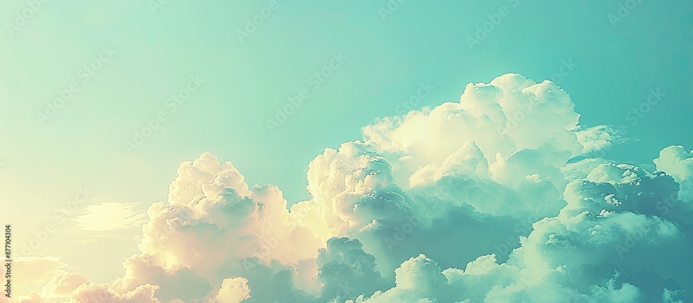 Poster vibrant clouds set against a soft blue sky with ample copy space image.