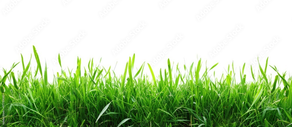 Poster isolated white background with fresh green grass providing copy space image.