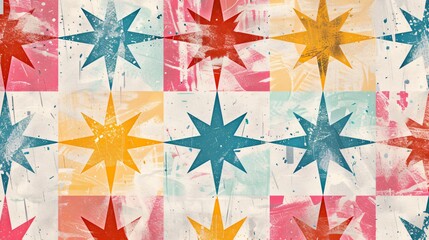 Simple, colorful starburst patterns on a plain, minimalist background