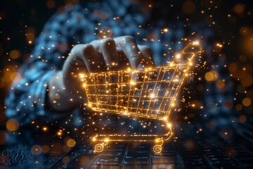 E-commerce Sales Growth with Virtual Shopping Cart Icon