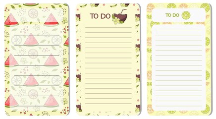 A set of templates for planning tasks, shopping list