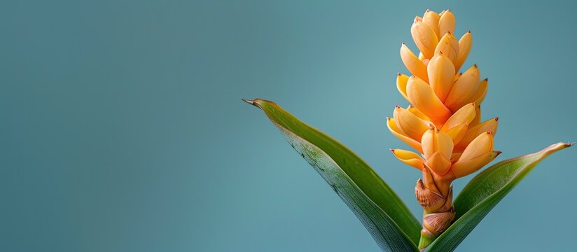 Curcuma flower displaying a distinctive form in a copy space image.