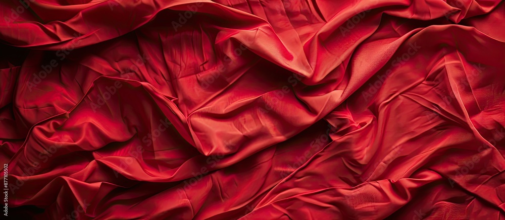 Aufkleber detailed close-up of crumpled red fabric texture with copy space image spot.