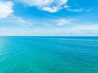 Aerial view of Blue sea and sky clouds background,Summer Nature tropical sea, Beautiful ocean water travel background