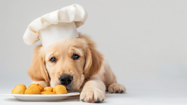 Dog chef consuming dish