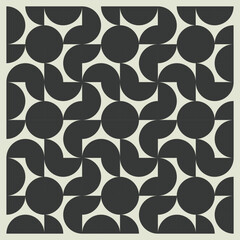 Retro black and white geometric pattern background, vector abstract circle, triangle and square lines art. Trendy bauhaus pattern backgrounds op-art set