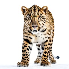 Naklejka premium leopard isolated on white background, wild animal photography