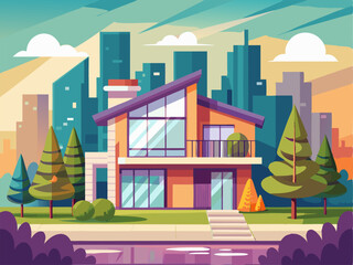 Fototapeta premium modern home in city