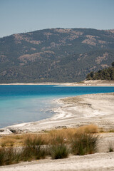 Turquoise colored Salda Lake located in Burdur Turkey. Turkish name Salda Golu