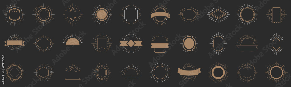 Wall mural sunburst on starburst element set for logo creating