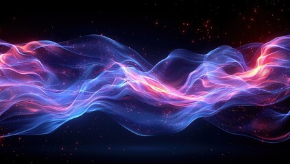 Obraz premium Abstract Waves of Light with Glimmering Particles