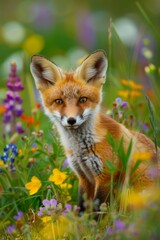 Obraz premium grass and wildflowers in the near