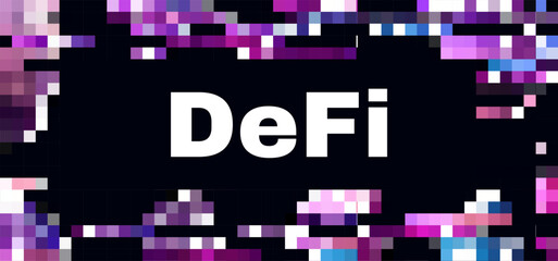 DeFi Decentralized Finance banner for cryptocurrency, blockchain