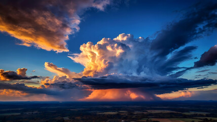 Obraz premium Dramatic cloudscape with vivid orange and cool blue tones
