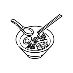 博多ラーメンのイラスト（線画）