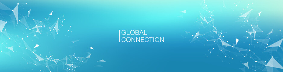 Global network connection banner design template. Header social network communication in the global business concept. Big data visualization. Internet technology