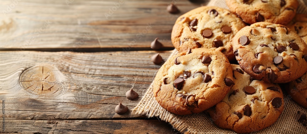 Canvas Prints Homemade cookies close-up on a wooden table with ample space for copying images.