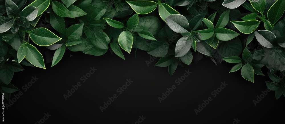 Aufkleber Top-down view of green foliage with a black and white border for adding text against a copy space image.