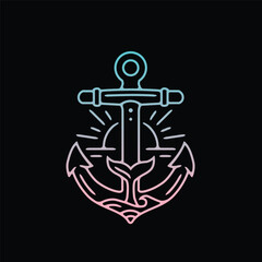 Obraz premium the combination of a ship's anchor and a whale's tail symbolizes the strength of the marines