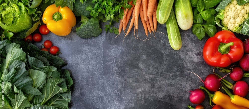 Poster Vegetables arranged neatly in a frame with copy space image.