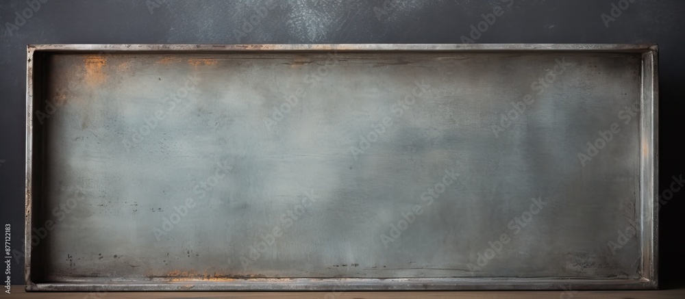 Aufkleber concrete background beneath a vintage metal tray with ample copy space for image enhancements.