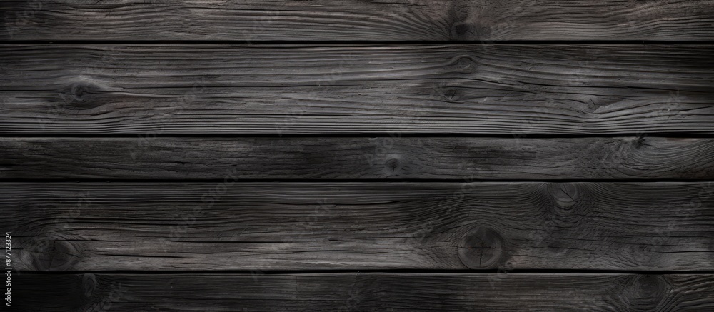 Poster Rustic dark wooden texture with an old black and grey color palette creating a captivating wood background, perfect for a copy space image.