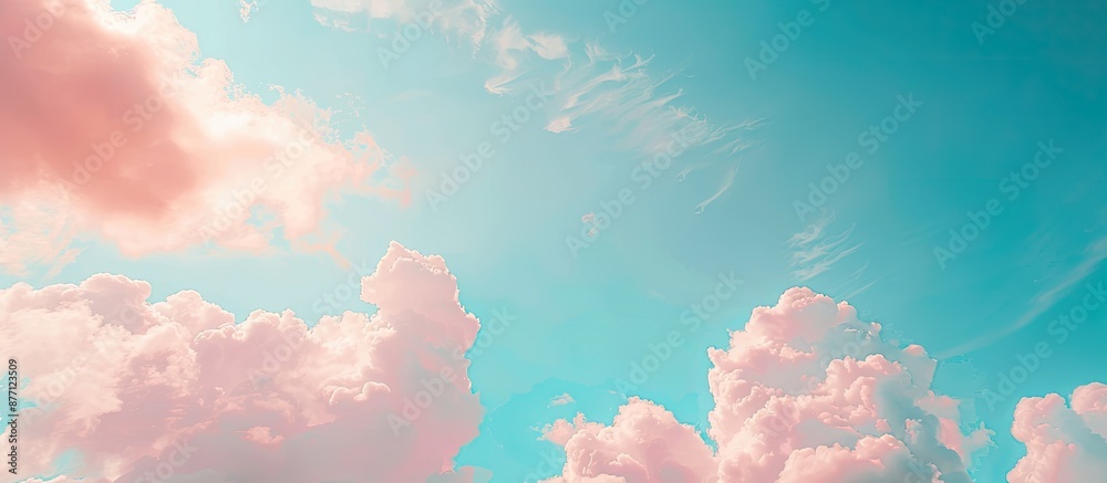 Poster vibrant clouds set against a soft blue sky with ample copy space image.