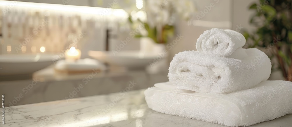 Poster white towel featured in a spa treatment with an inviting ambiance and a clean, elegant look combined