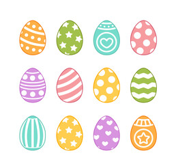 Set of colorful Easter eggs. Clip art of Easter eggs. Cartoon, vector