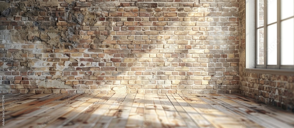 Fototapete Interior portion of a brick wall with a smooth painted surface, suitable for adding text or images within a copy space image.