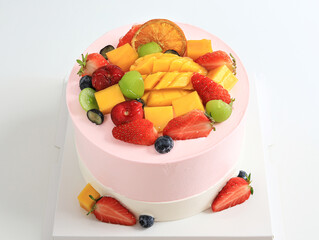 Dessert cake close-up on a white background