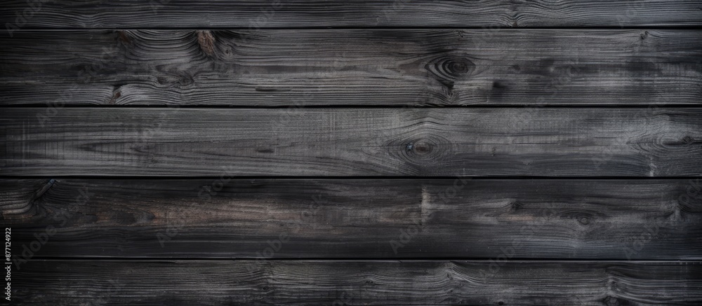 Poster Rustic dark wooden texture with an old black and grey color palette creating a captivating wood background, perfect for a copy space image.