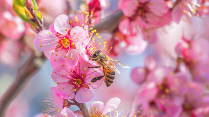 Bees pollinating flowers , high resolution photography.