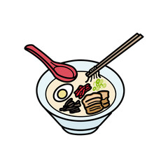 博多ラーメンのイラスト（カラー）