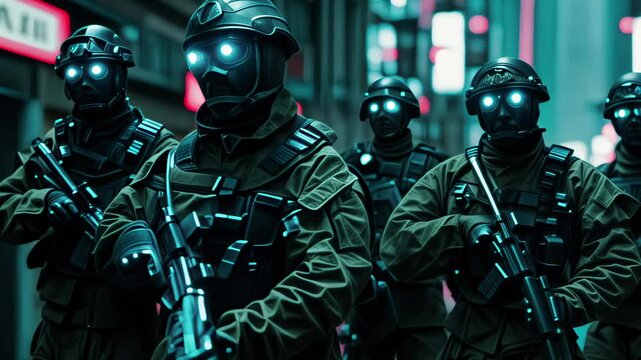 animation - Futuristic Soldiers In City