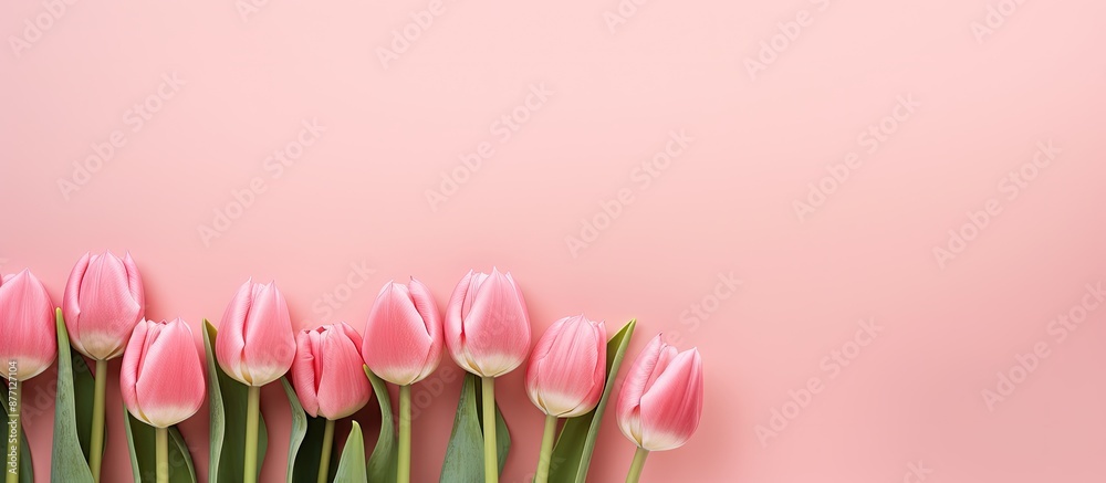 Poster tulip flowers arranged with copy space image.